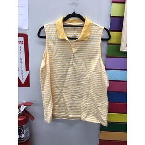 St. John’s bay women’s sleeveless yellow polo size large striped new jcp